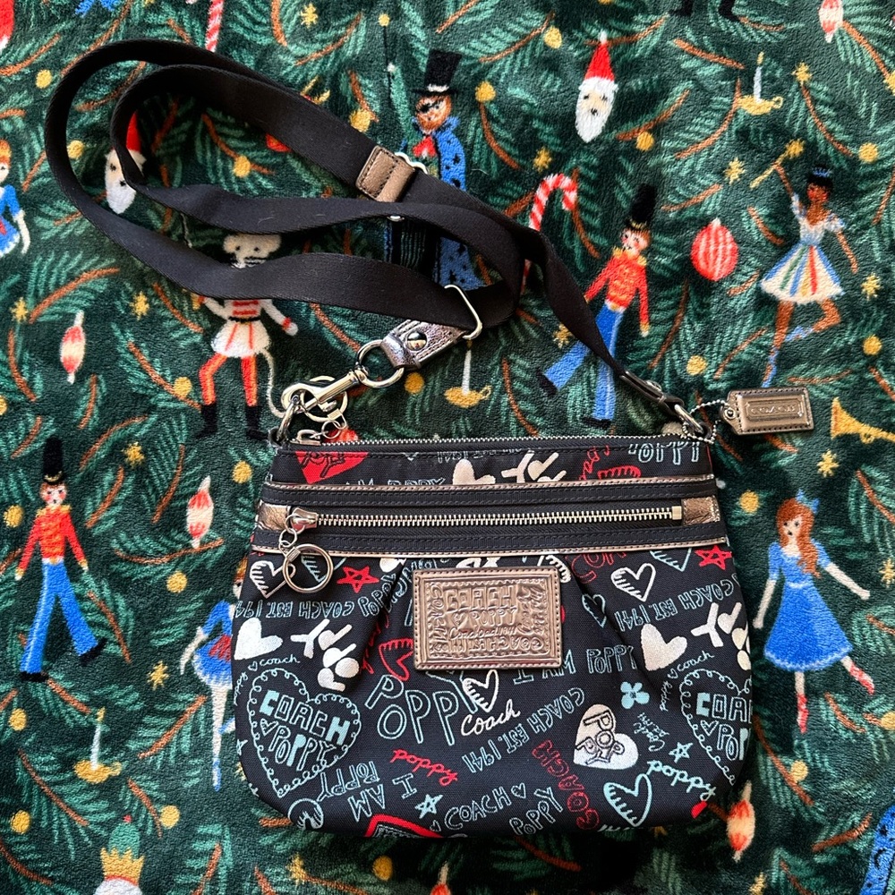 COACH Poppy Graffiti Glam Hearts Crossbody Bag